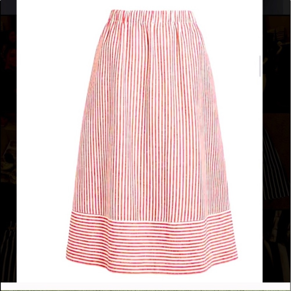 JCrew Striped cotton-linen midi skirt